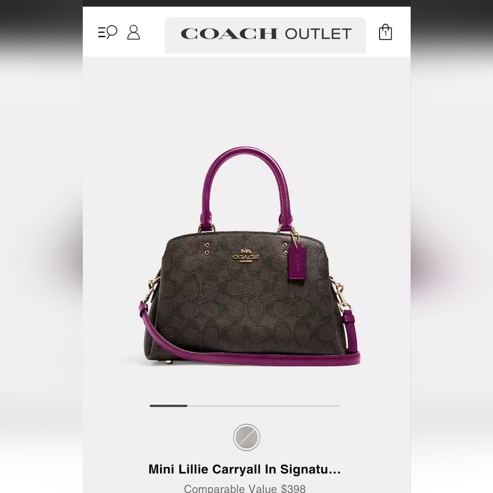 Coach Mini Lillie Carryall in Signature Canvas Color Gold/Brown/Dark Magneta